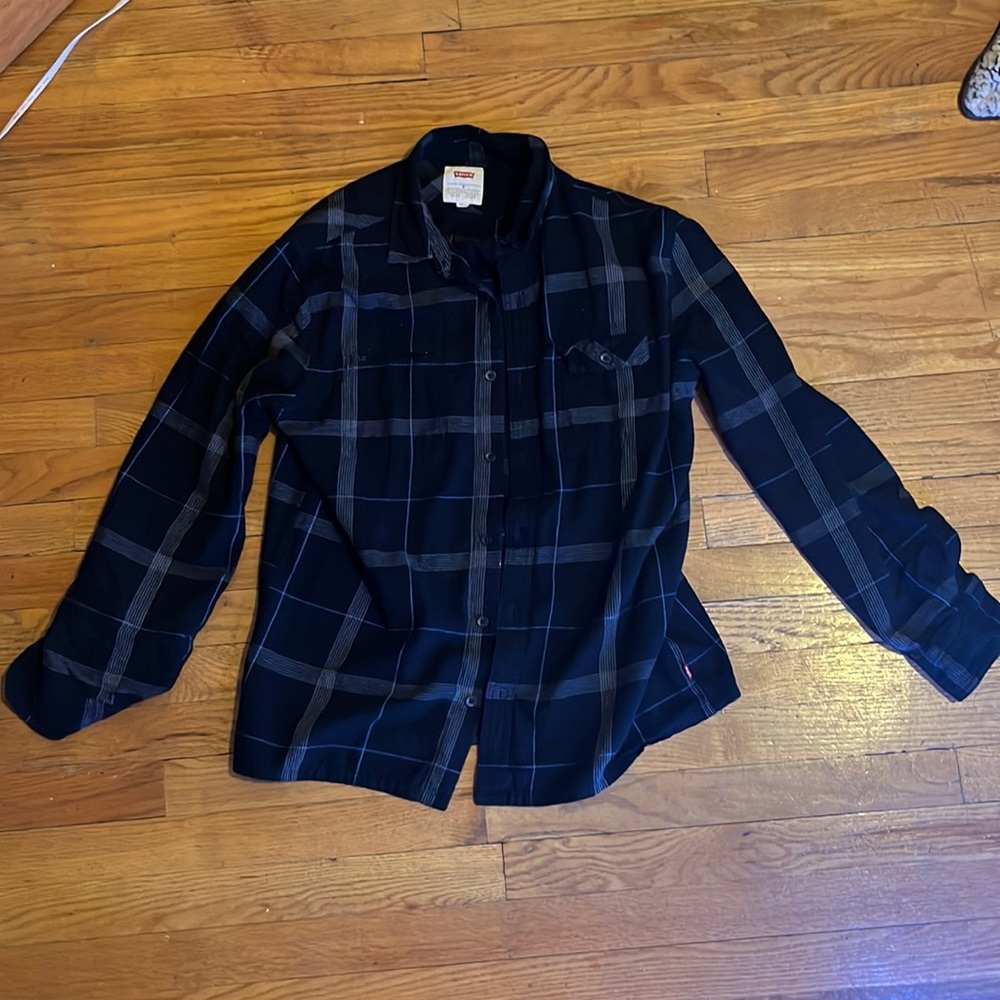 Blue Black casual dress shirt